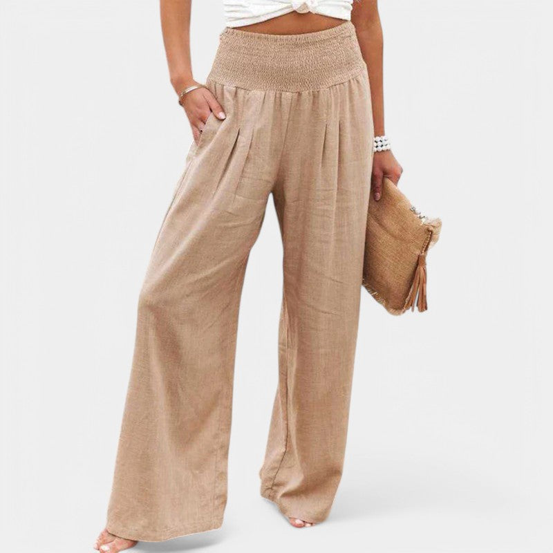 Carla | Pantalones de Lino Aireados con Cintura Elástica para Mujer 0