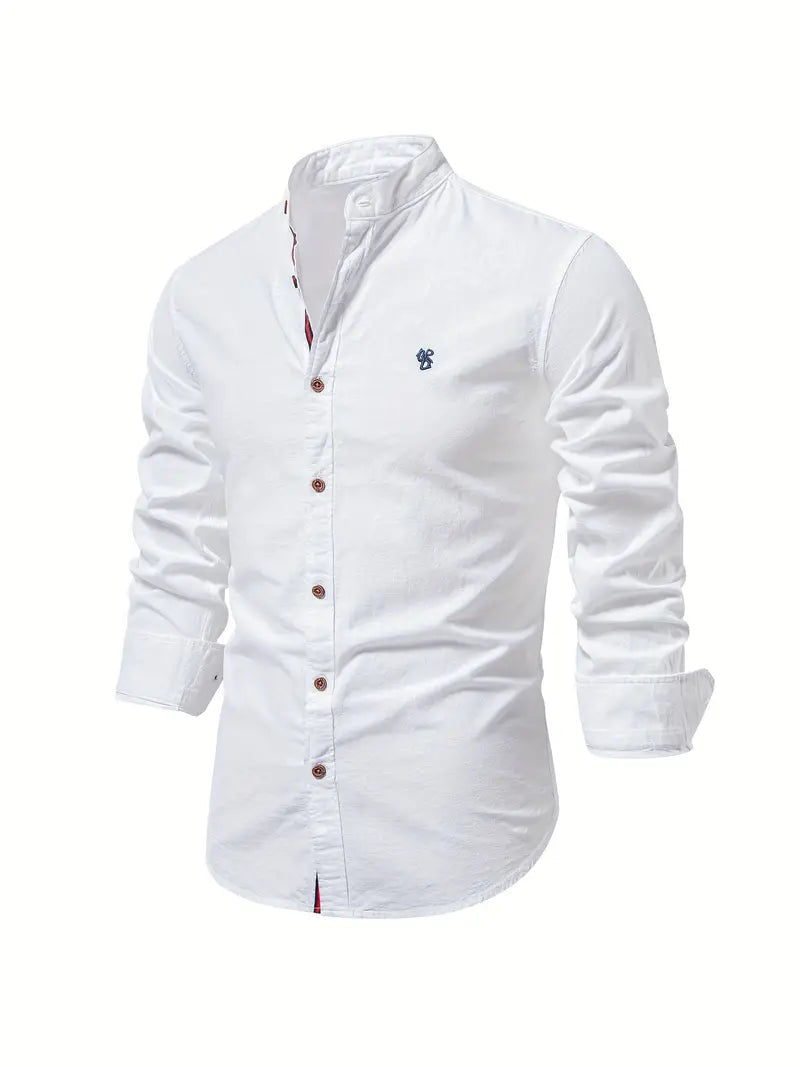 Ethan | Elegante Camisa Slim Fit de Hombre con Cuello Mao 0