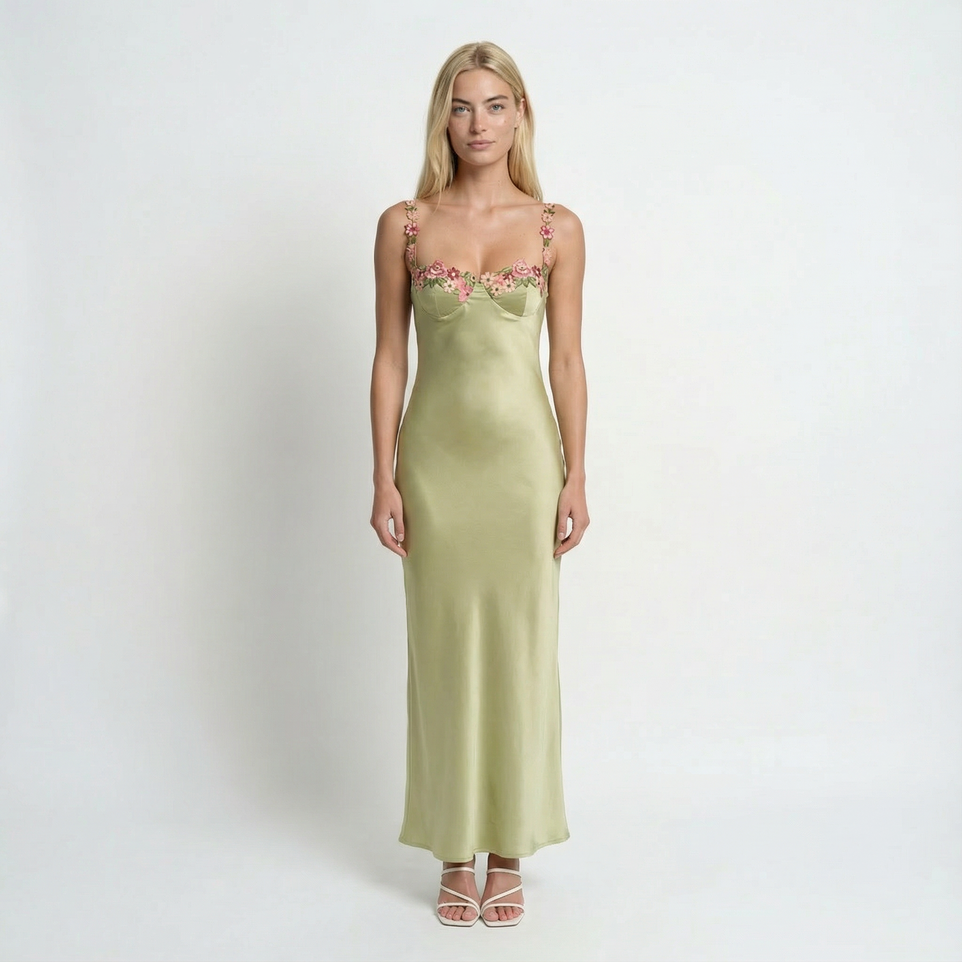 FloralElegance | Elegante Vestido Largo Mujer Sin Mangas con Bordado 0