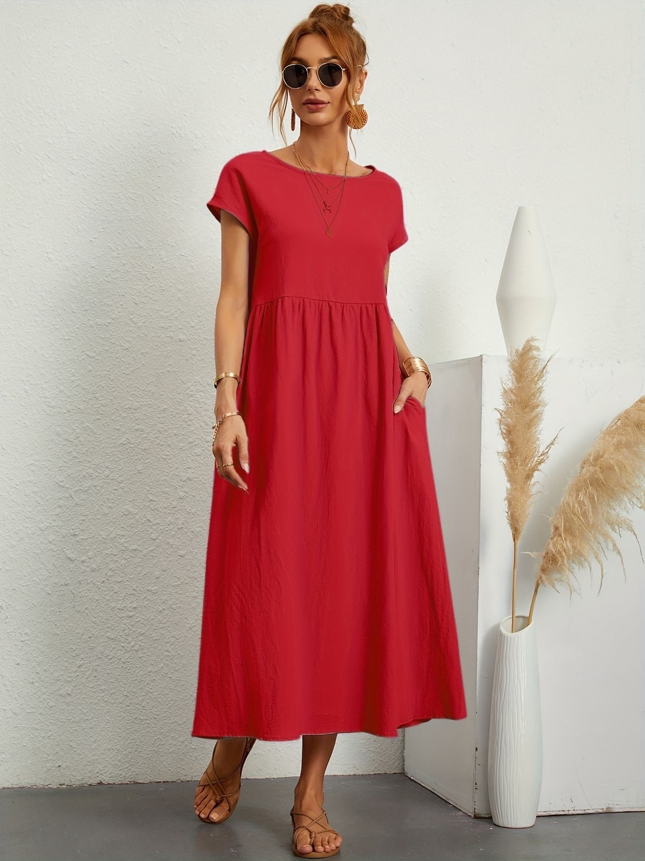 GRETA | Vestido de Lino para Mujer con Corte Relajado y Escote en V | Elegante y Fresco para Ocasiones Especiales 9