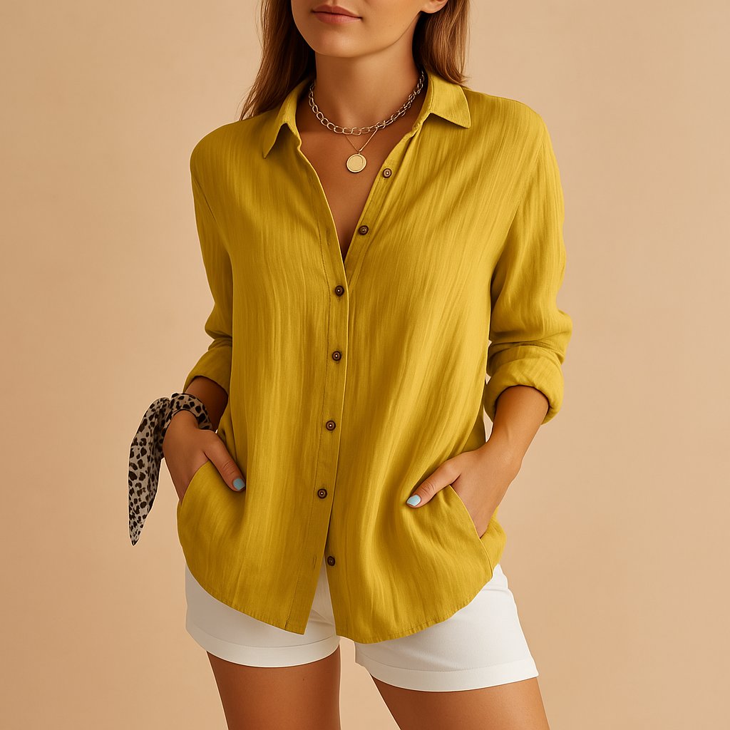 Isabel | Blusa de Lino con Botones para Mujer, Manga Larga y Ajuste Relajado 2