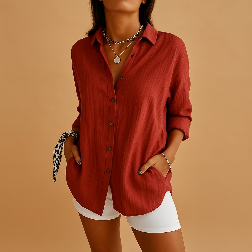 Isabel | Blusa de Lino con Botones para Mujer, Manga Larga y Ajuste Relajado 5