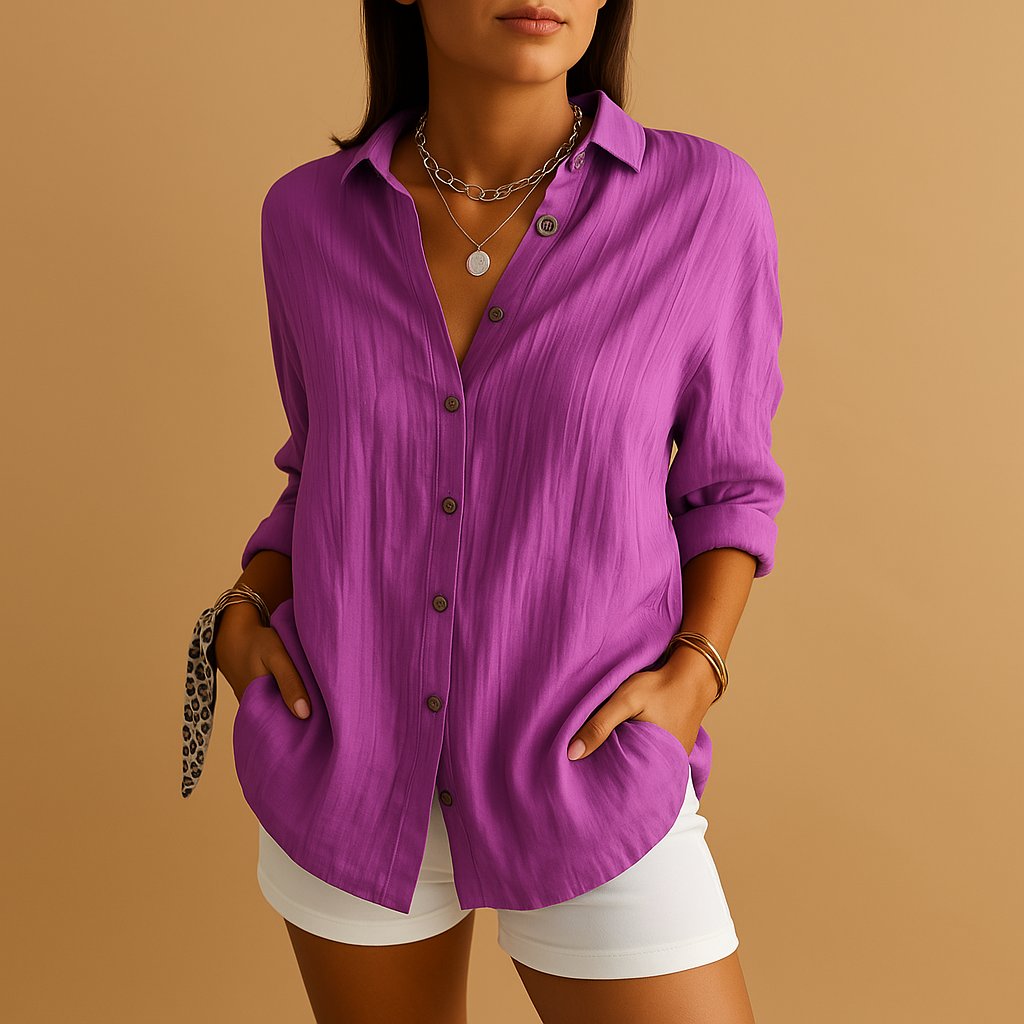 Isabel | Blusa de Lino con Botones para Mujer, Manga Larga y Ajuste Relajado 8