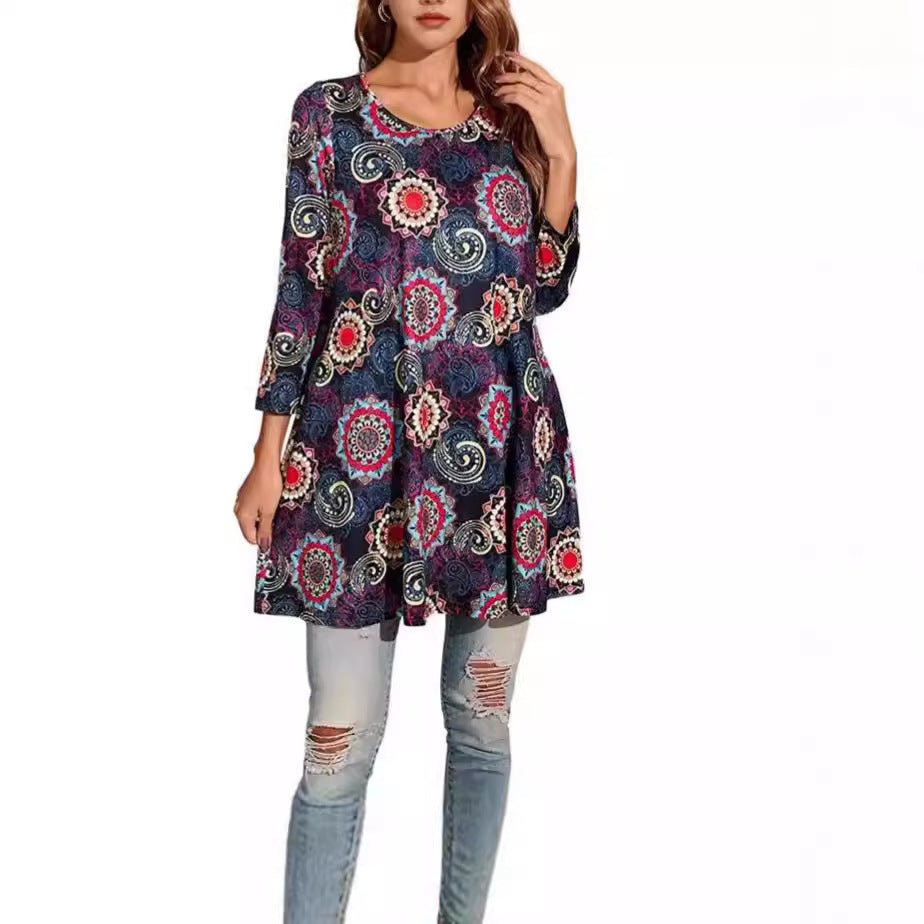 Isabel | Túnica Boho de Manga 3/4 con Estampado de Mandala para Mujer 5