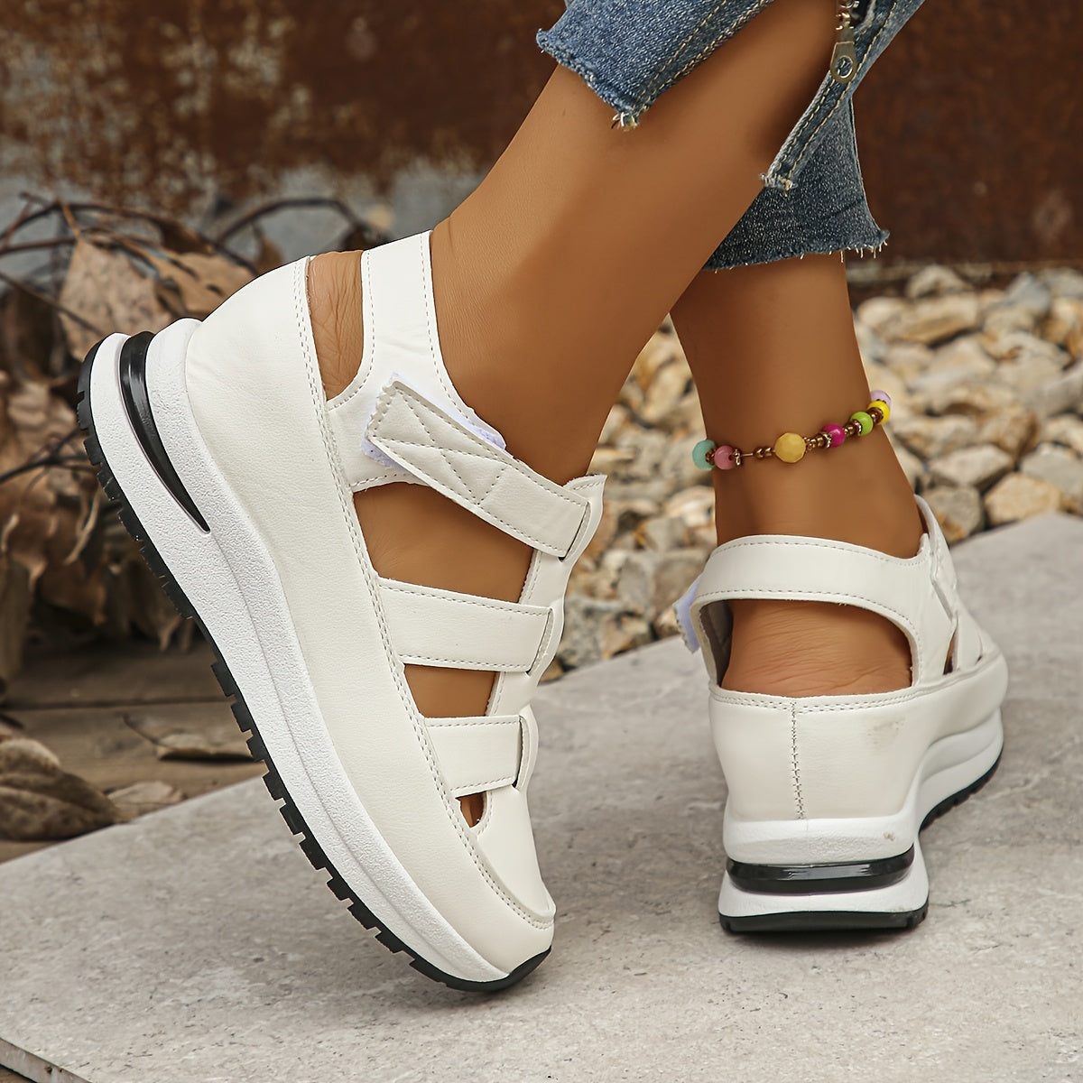 MARTA – Sandalias de plataforma con tiras de velcro para mujer