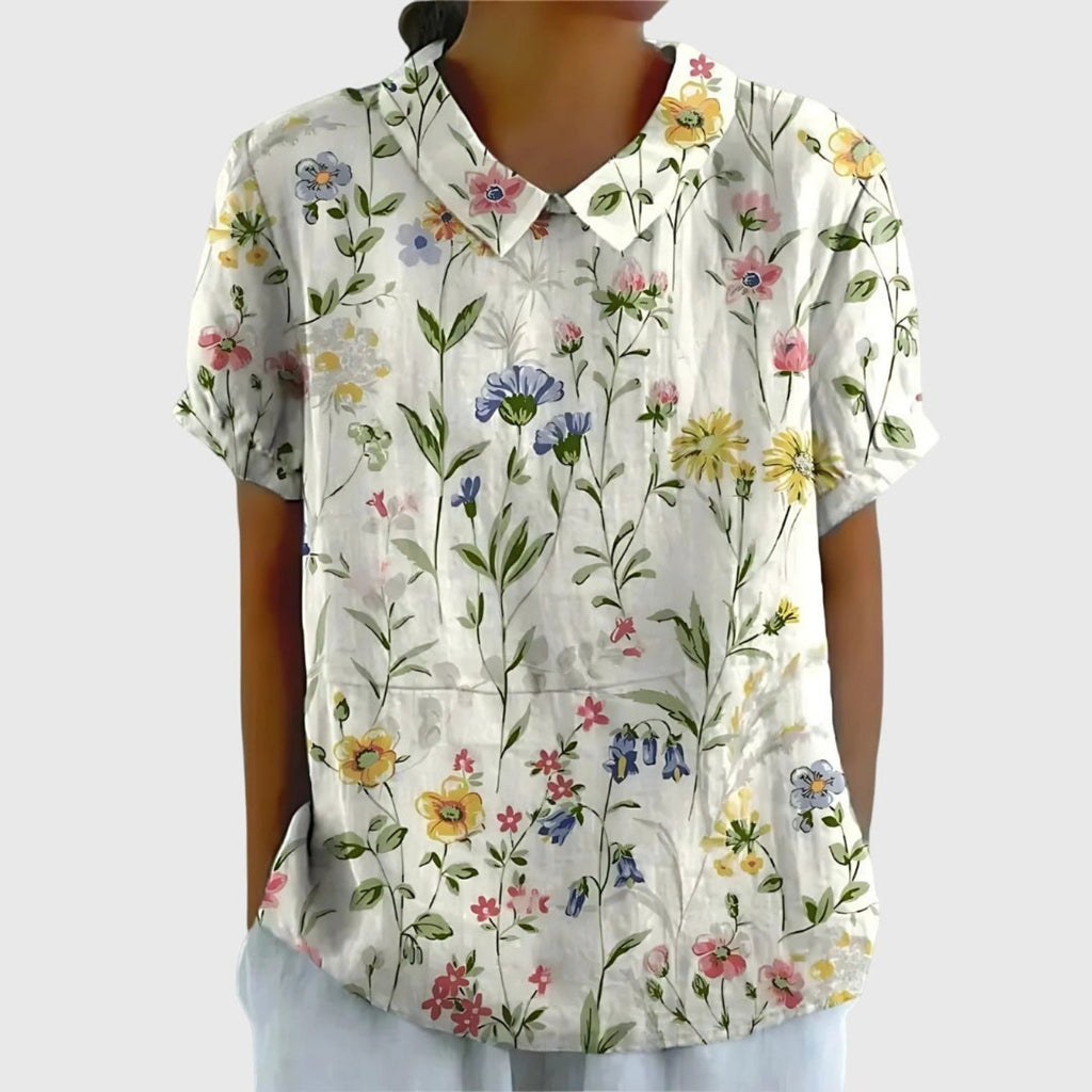 Sofía | Blusa de Lino con Estampado Botánico para Mujer 0