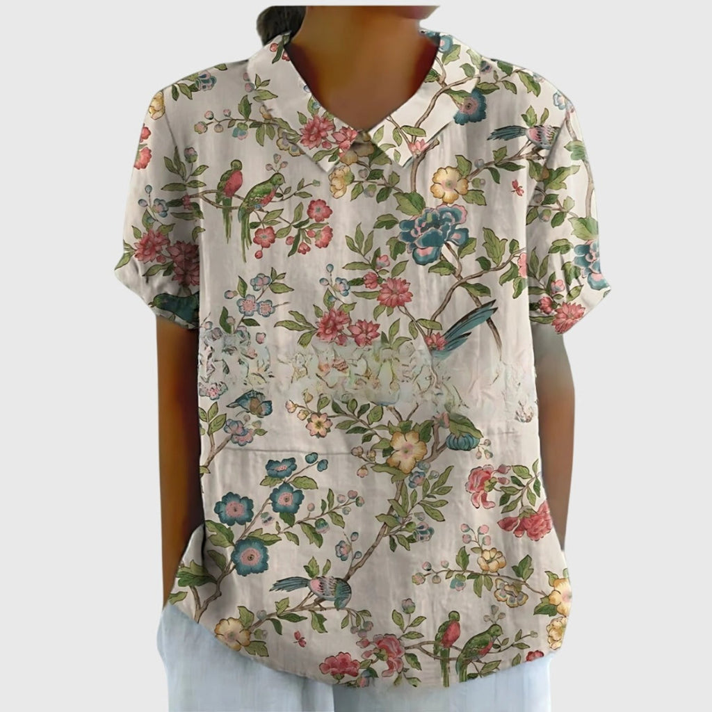 Sofía | Blusa de Lino con Estampado Botánico para Mujer 4