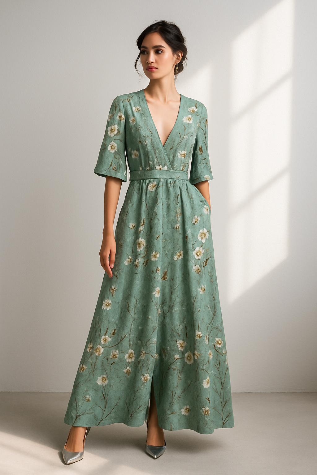 Sofia | Elegante Vestido Largo de Verano con Escote en V para Mujer 0