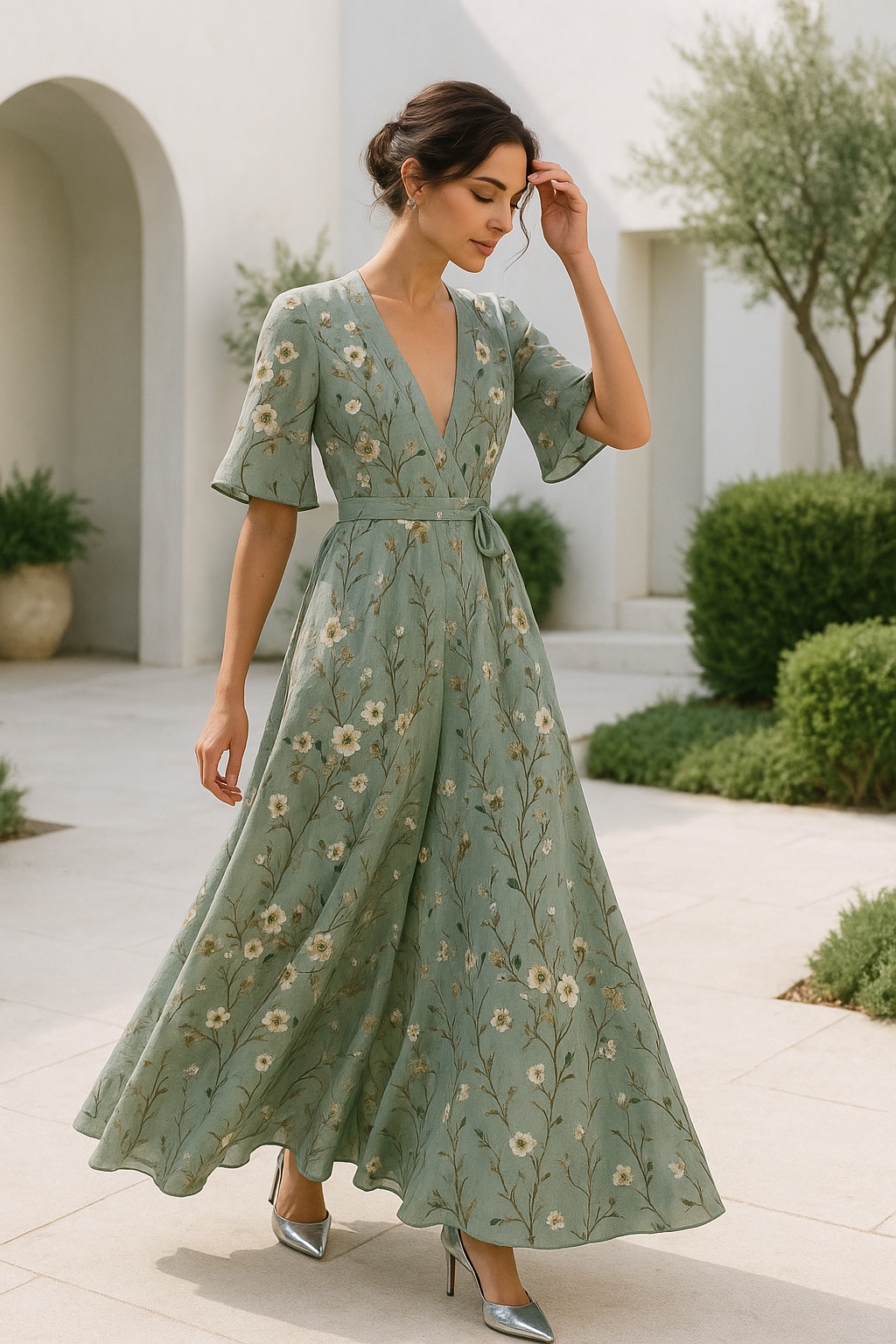 Sofia | Elegante Vestido Largo de Verano con Escote en V para Mujer 2