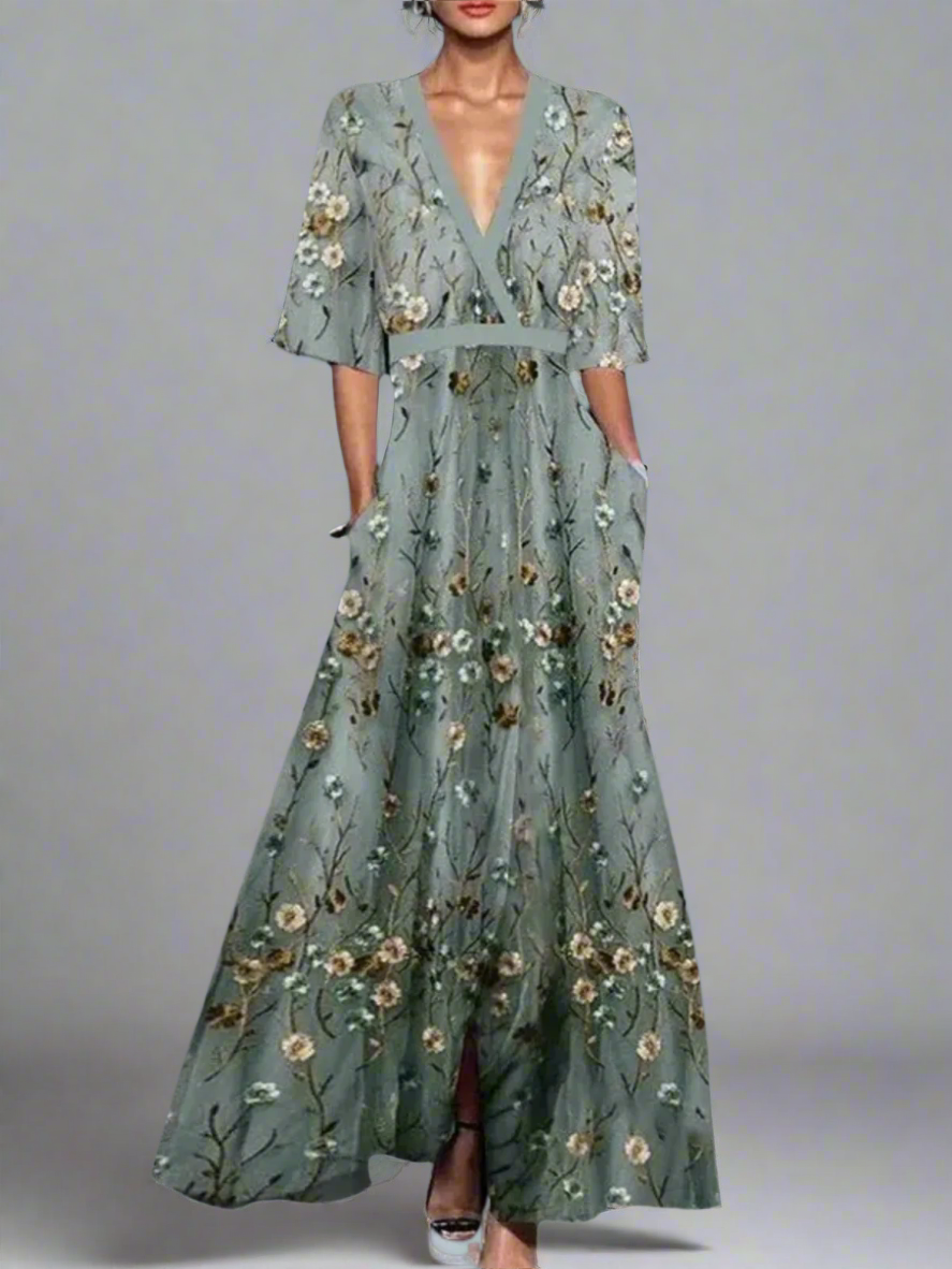 Sofia | Elegante Vestido Largo de Verano con Escote en V para Mujer 3