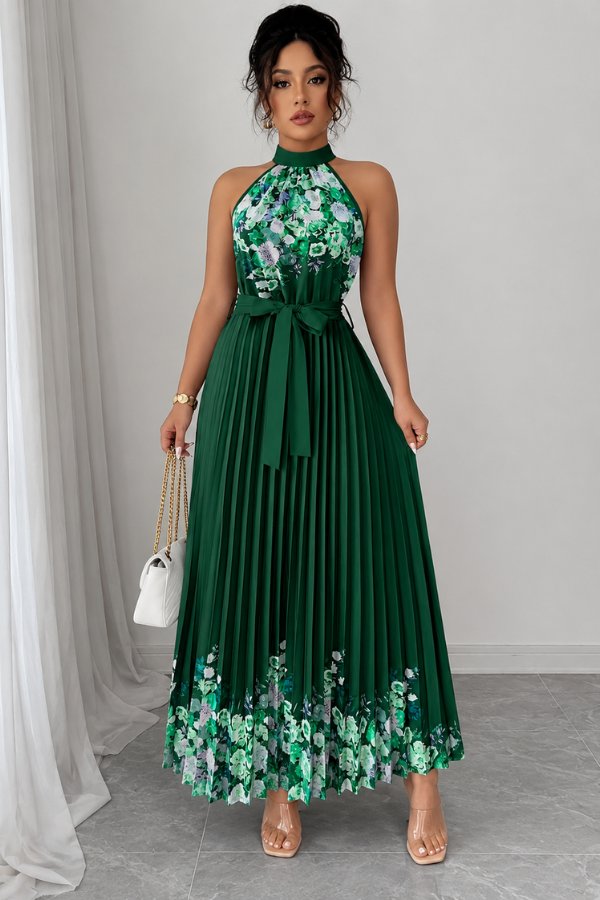 Sofía | Vestido de Noche Midi Floral Plisado para Mujer 15