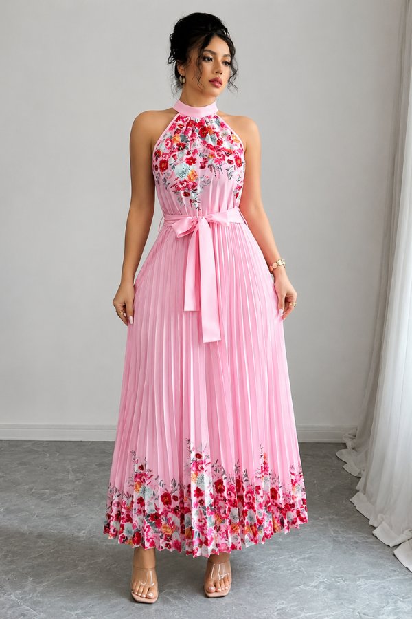 Sofía | Vestido de Noche Midi Floral Plisado para Mujer 2