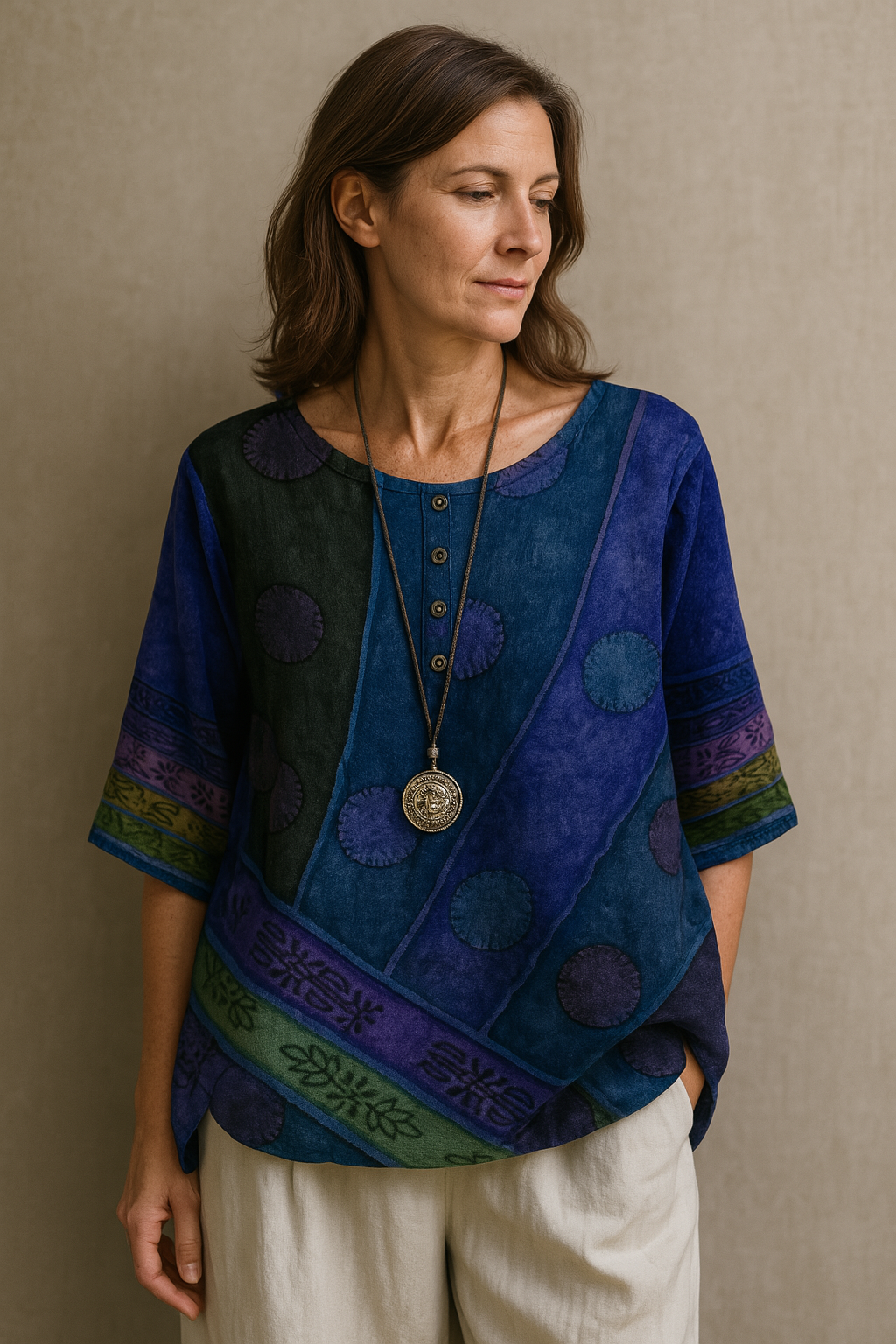 Sophie | Colorida Blusa Bohemia Retro Holgada 0