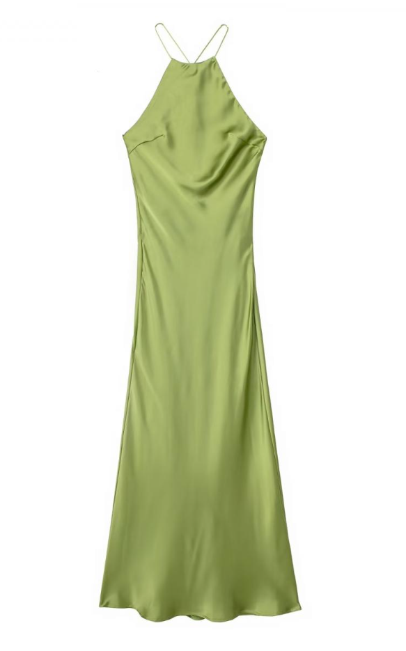 Vestido Largo Elegante Mujer con Espalda Descubierta de Satén | Ideal para Eventos de Primavera y Verano 3