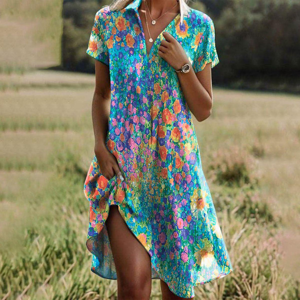 Vestido de Mujer Bohemio de Verano con Escote en V - Estilo Chic para Elegancia y Comodidad 0