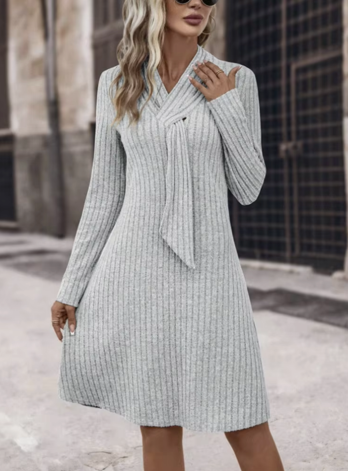 Vestido de Mujer Elegante de Punto con Manga Larga | Prenda Cálida para Otoño e Invierno 0