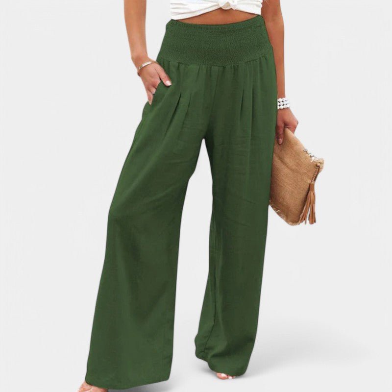 Carla | Pantalones de Lino Aireados con Cintura Elástica para Mujer - Noa Lagos