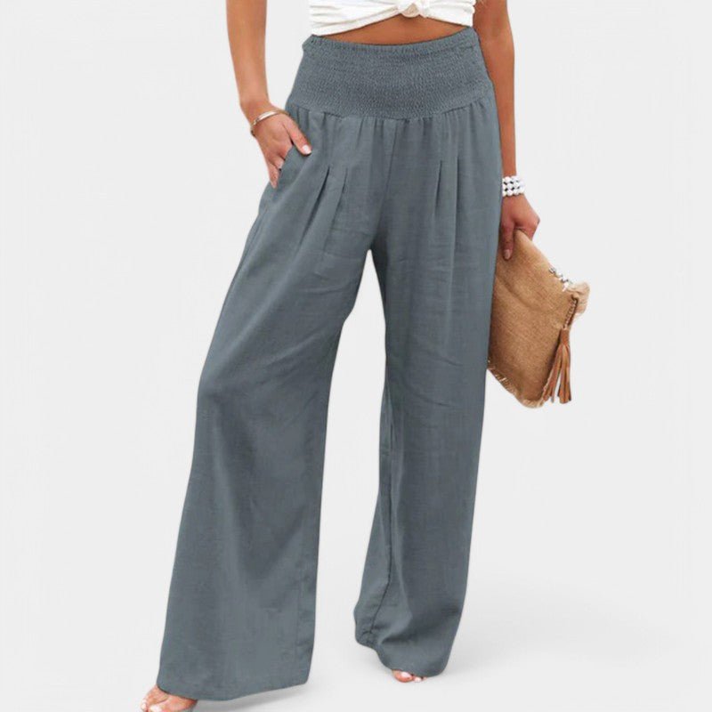 Carla | Pantalones de Lino Aireados con Cintura Elástica para Mujer - Noa Lagos