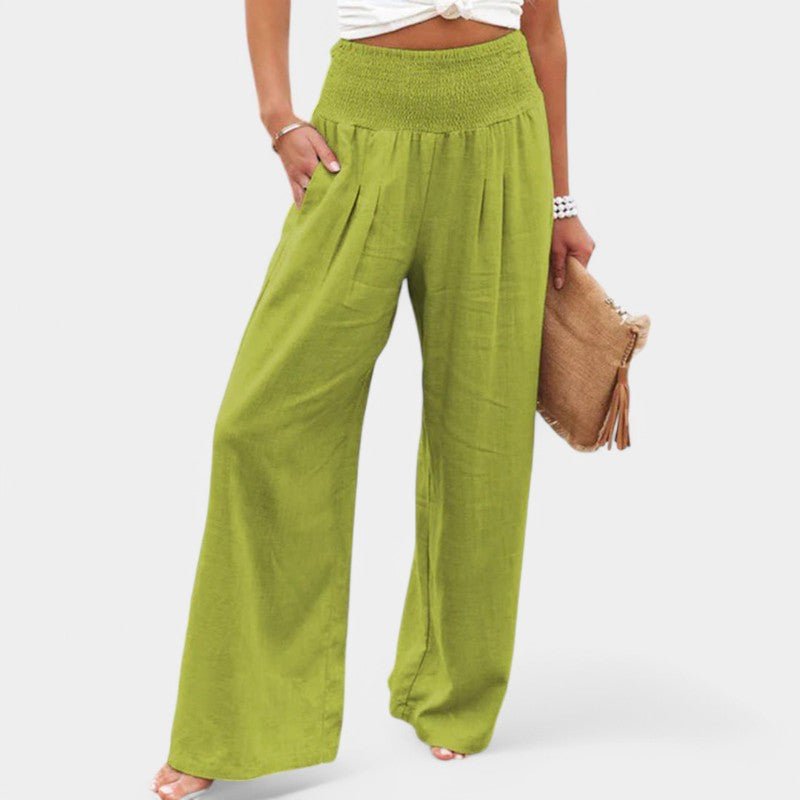Carla | Pantalones de Lino Aireados con Cintura Elástica para Mujer - Noa Lagos