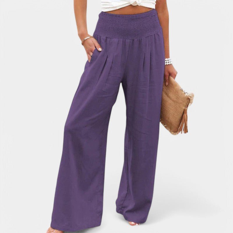 Carla | Pantalones de Lino Aireados con Cintura Elástica para Mujer - Noa Lagos