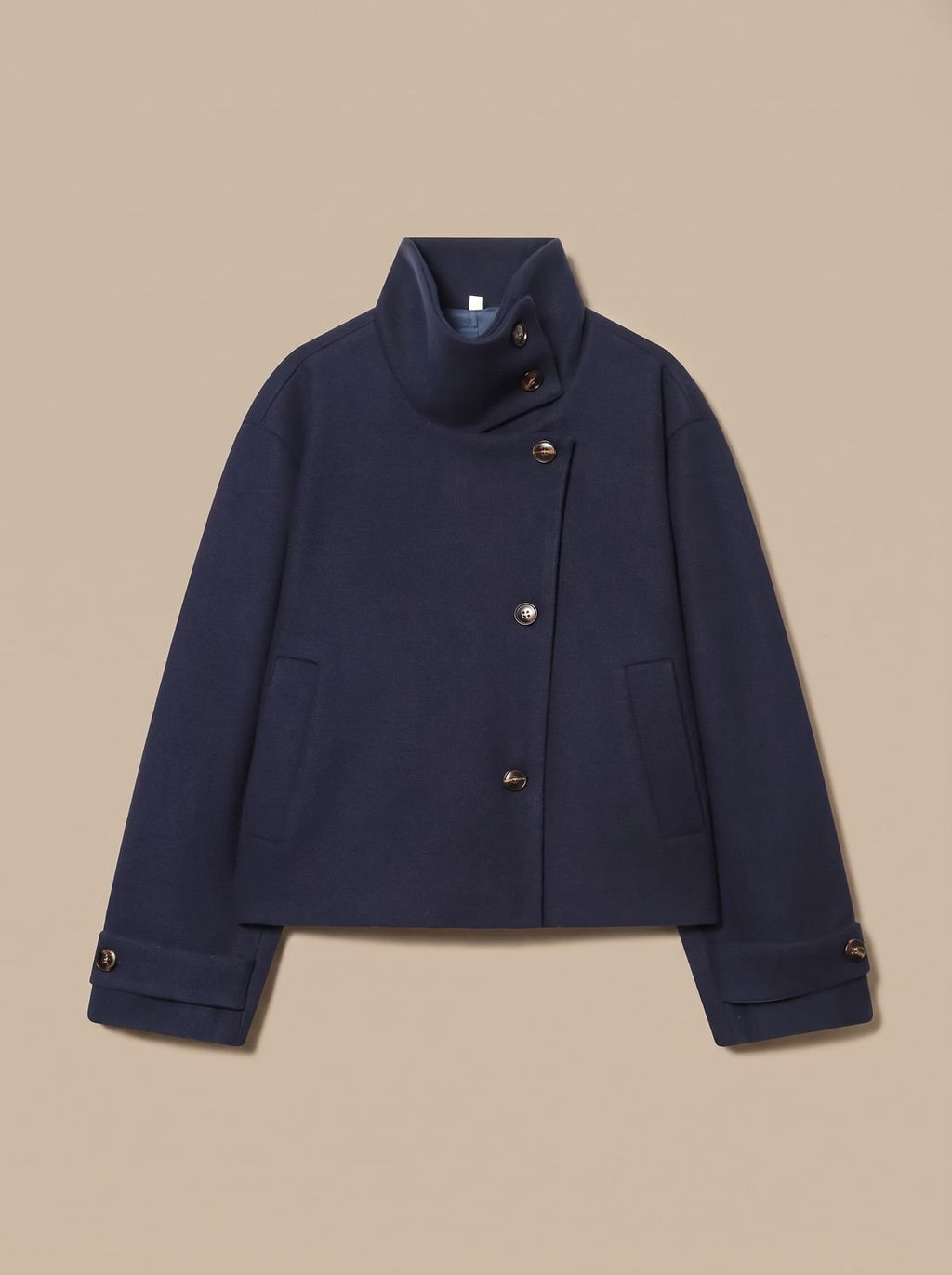 Bolsillo de parche funcional del abrigo de mezcla de lana