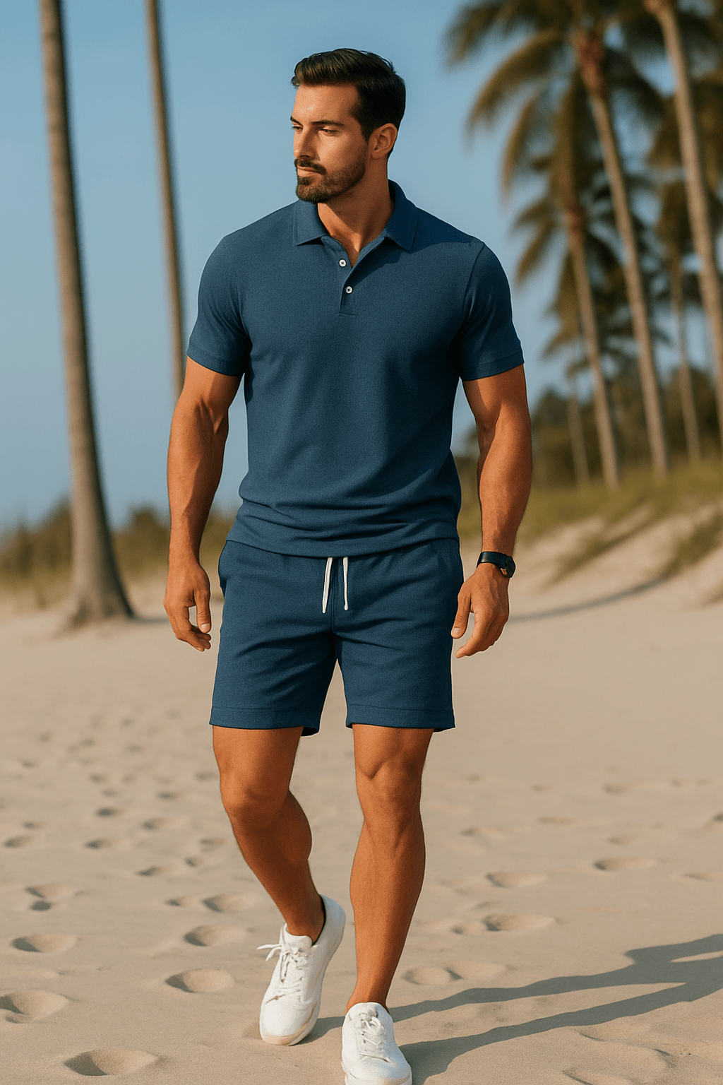 LEO – Conjunto de verano para hombre con polo y pantalones cortos