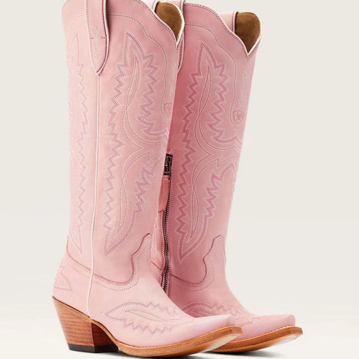 Botas camperas altas bordadas de mujer con tacón cubano y punta fina
