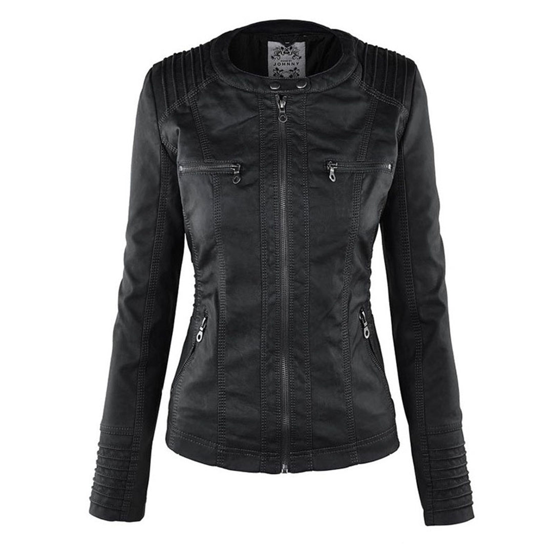 Chaqueta de cuero Aurora en color marrón para mujer