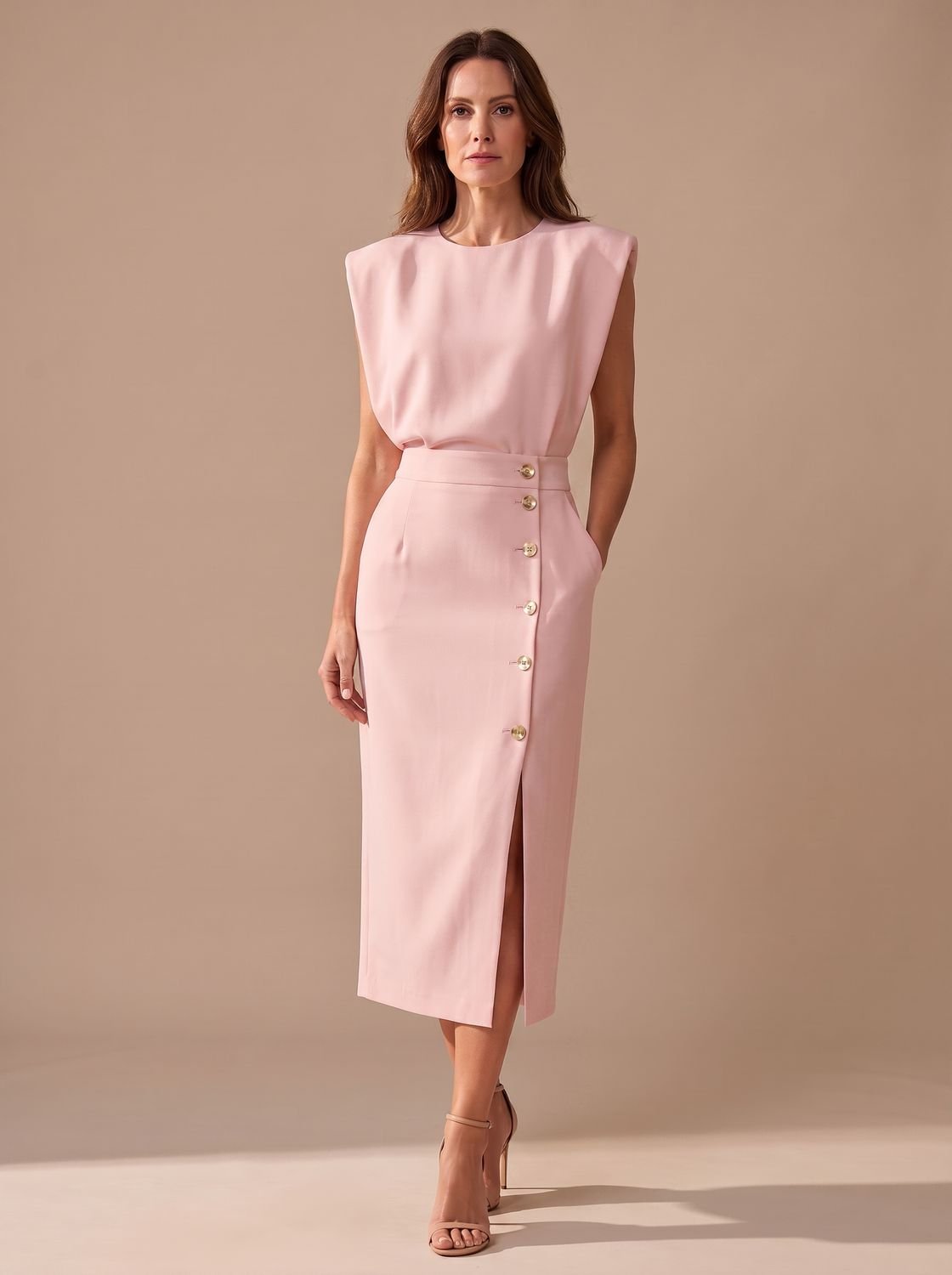Abertura frontal del vestido midi para mayor libertad de movimiento