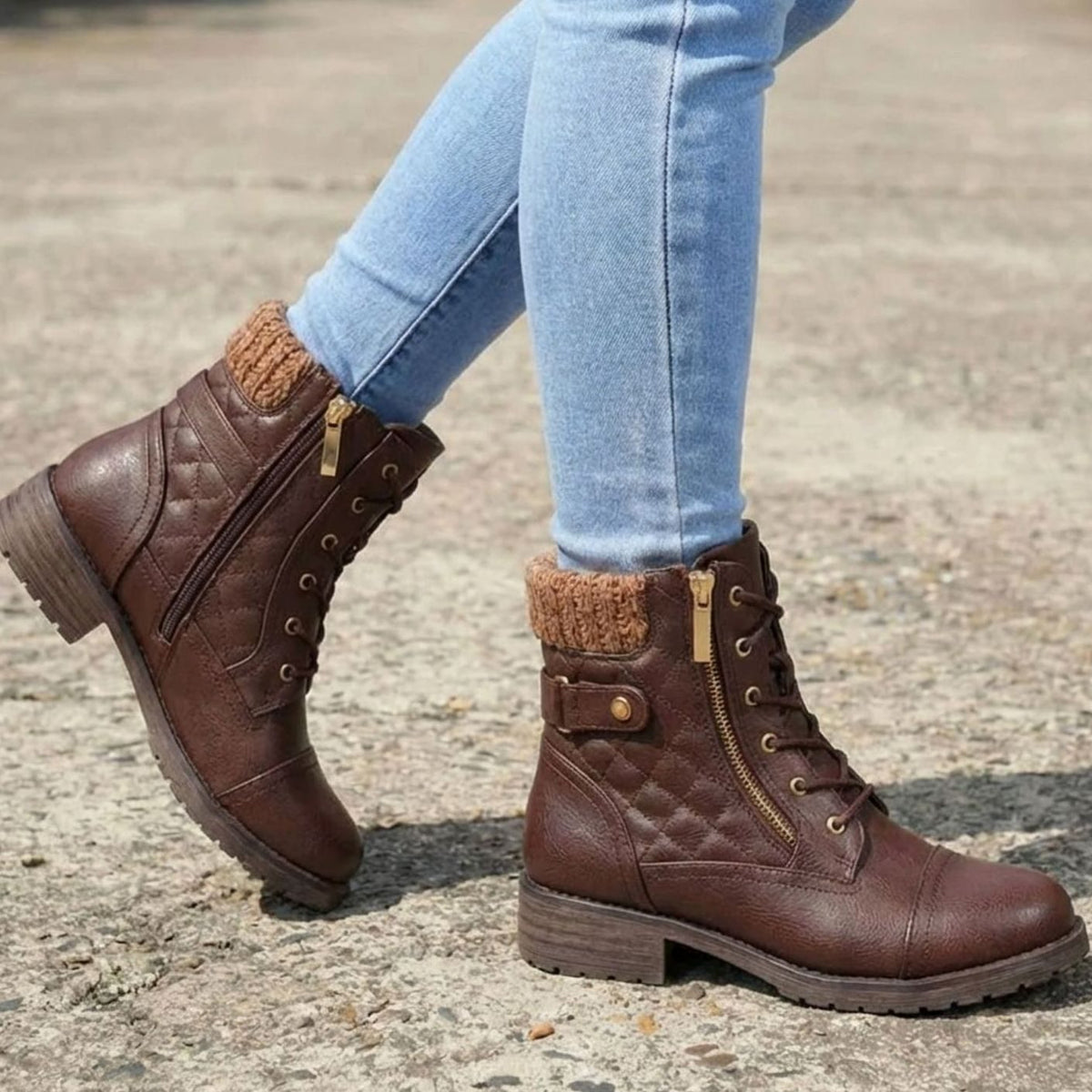 Botines de mujer en marrón oscuro, vista completa